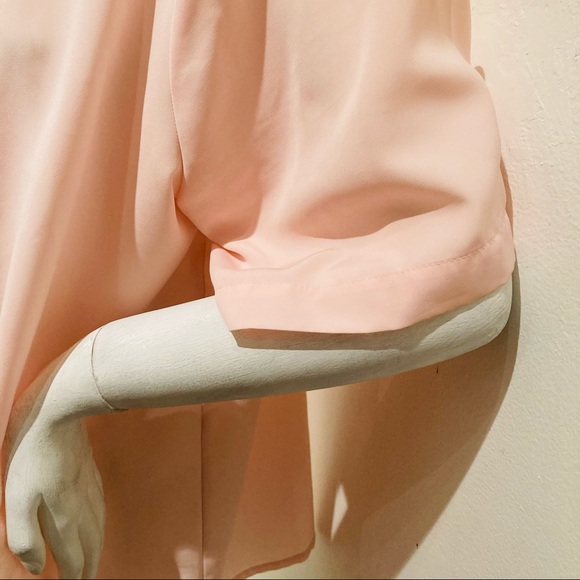 Gorgeous Vintage Pale Pink 80s Embroidered Blouse sz L - Picture 7 of 9